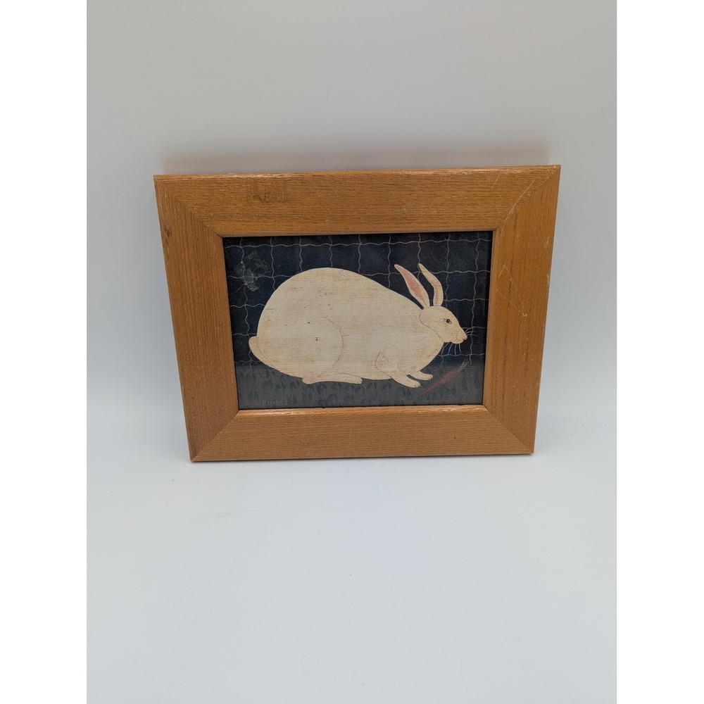 Warren Kimble Framed Rabbit Print Wood Frame Folk Art Americana 11x9